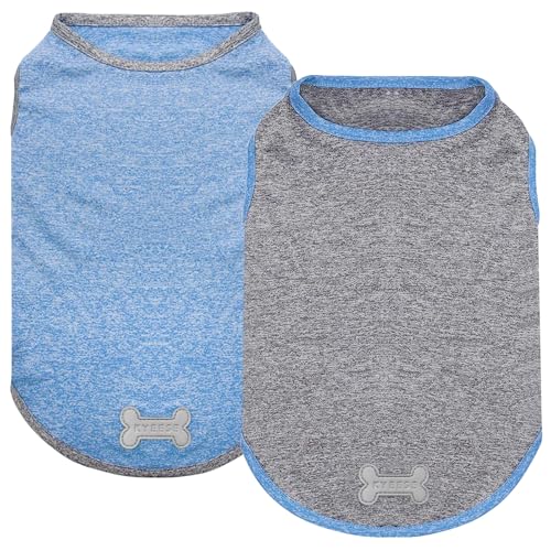 KYEESE-2Pack-Dog-Shirt-Lightweight-Sun-Protection-Sleeveless-Dog-T-Shirts-for-Small-Dogs-Boy-Breathable-Pet-Reflective-Tank-Top-Summer-Dogs-Clothes-for-Outdoor-Walking-GreyLight-Blue-M KYEESE 2Pack Dog Shirt, Lightweight Sun Protection Sleeveless Dog T Shirts for Small Dogs Boy, Breathable Pet Reflective Tank Top Summer Dogs Clothes for Outdoor Walking, Grey+Light Blue, M - Image 1
