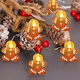 Impress Life Gingerbread Men Cookies Christmas String Lights Decoration, 10 ft 20 LED Battery Operated with Remote for Xmas Festive Holiday Season, DIY Home Classroom Birthday Wedding Party Ornaments