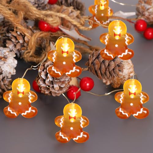 Impress Life Christmas Decoration Gingerbread Men Cookies String Lights 10