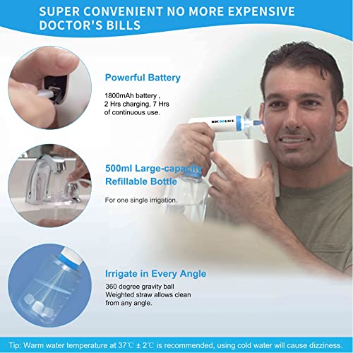 Bocoolife Electric Ear Wax Removal Ear Irrigation Water Cleaner Kit, Ear Flushing System, Safe And Easy With 4 Pressure Levels,5 Disposable Tips, Ear Basin #TOP6