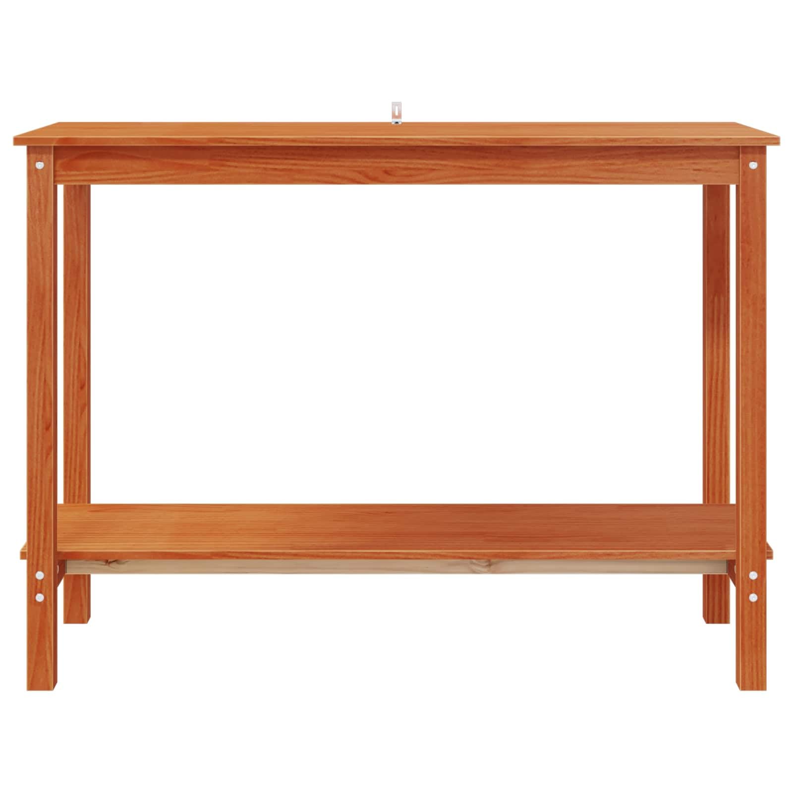 Mesa consola marrón cera madera de pino macizo 110 x 40 x 80 cm con estante, mesa auxiliar versátil para salón, pasillo, dormitorio, estante estable para decoración, libros y bebidas