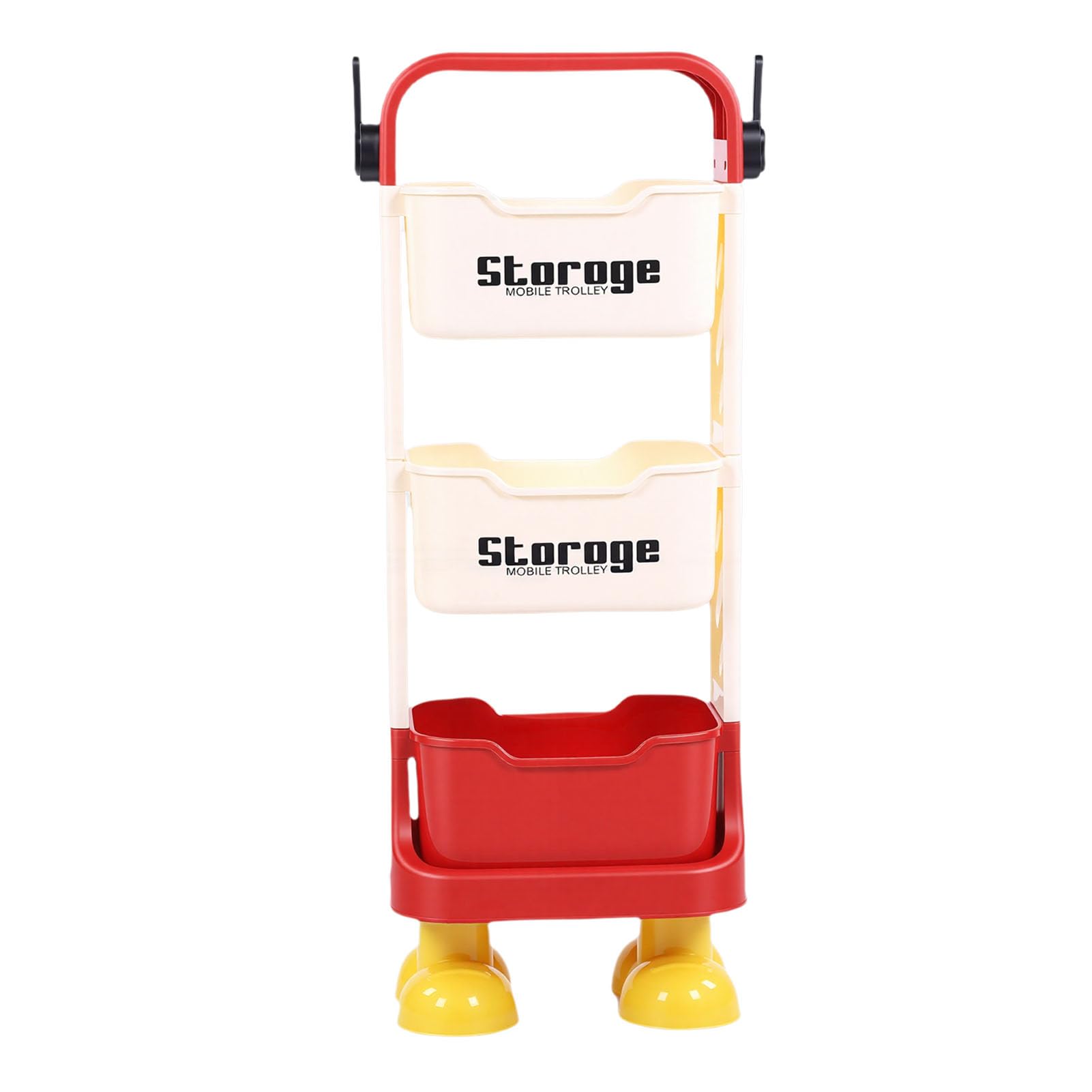 Fafeicy Carrello Multiuso con Ruote, Simpatico Organizer per Giocattoli e Snack a più Livelli per Casa, Ufficio e Garage con Piedini a Forma di Cartone Animato (3 livelli)