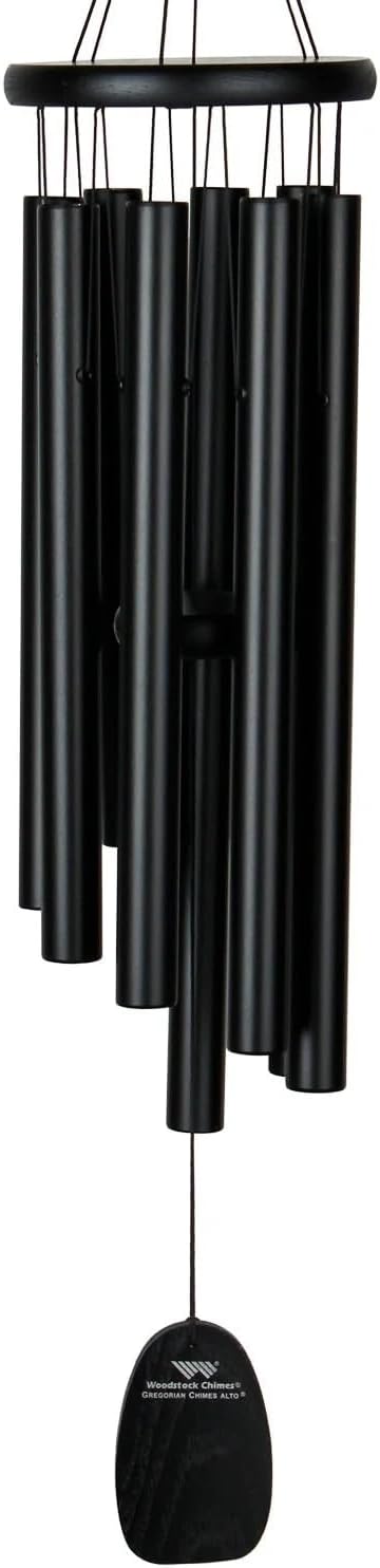 Woodstock Chimes Signature Collection, Gregorian Chimes, Alto (27'') Black, Inspirational and Memorial Wind Chimes for Outdoor, Patio, Home or Garden Décor (GABB)