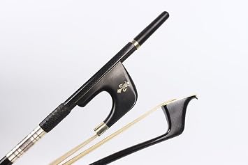 Vetimobato German Style 3/4 Upright Double Bass Bow German High Handle Bow Ebony Frog AAA grade Natural Mongolian Horsehair Good Balance Bow Braided Carbon Fiber Bass Bow Ebony Frog