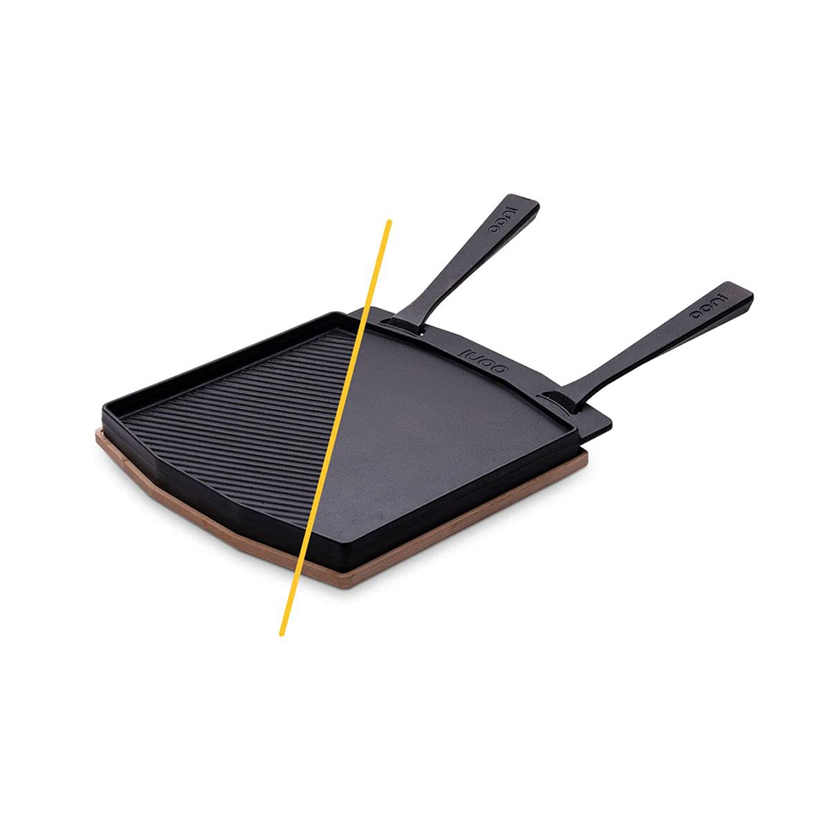 ooniDual-Sided Cast Iron Grizzler Plate – Reversible Grill & Griddle Pan for Ooni Pizza Oven – Durable Cast Iron for Grilling, Roasting, and Searing