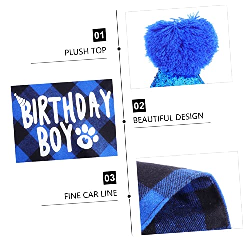 Set disfraz perro cumpleaños con gorro y bufanda azul miniatura 5