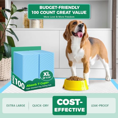 Image of YOPETKI Dog Pee Pads 100 Count Extra Large 28 inchx34 inch, Puppy Pads XL 100 Pack