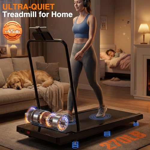Image of Walking Treadmill Pad with 0-5-8% Incline, 2.5HP | Compact Treadmill,Perfect for Running, Walking & Under-Desk Use,Quiet Operation for Home or Office