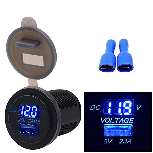 12V Voltmeter 2.1A USB Phone Charger Socket Fast Charging Waterproof