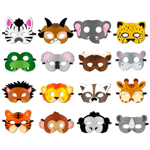 Sdjuifsd 12 peças máscaras infantis, máscara de animais, máscara de aniversário, máscaras de feltro, artigos para festas, para festa selvagem, festas de aniversário infantil, Halloween