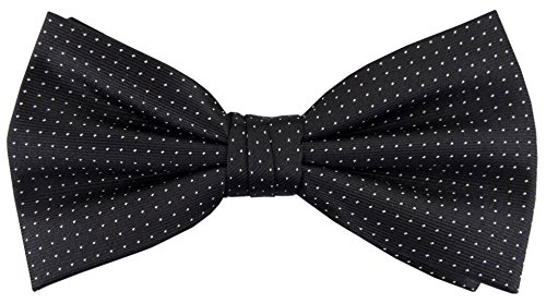 TigerTie Seidenfliege schwarz in silber gepunktet, Fliege 100% pure Seide