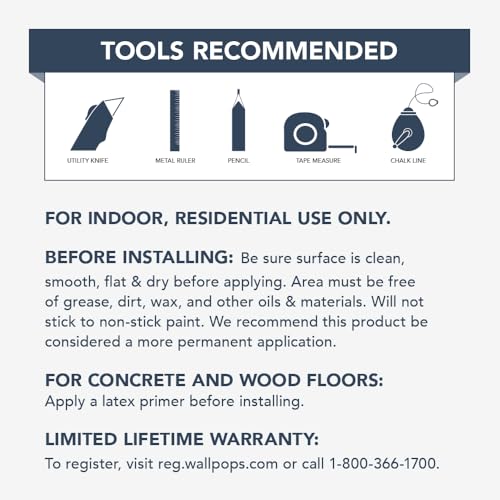 WallPops FP2481 Kikko Peel & Stick Bodenfliesen, Weiß und Cremefarben, 10 Stück, 30,5 x 30,5 cm