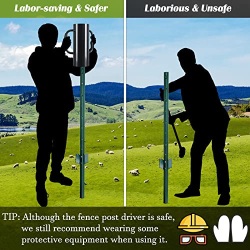 Gtongoko Fence Post Driver, Rammer 19Lb Heavy Duty Hand Post Pounder With Handle For U Fence Post, Post Hole Diggers, Black #TOP4