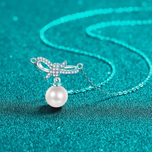 Collier nœud papillon anti-ternissement argent et perle véritable