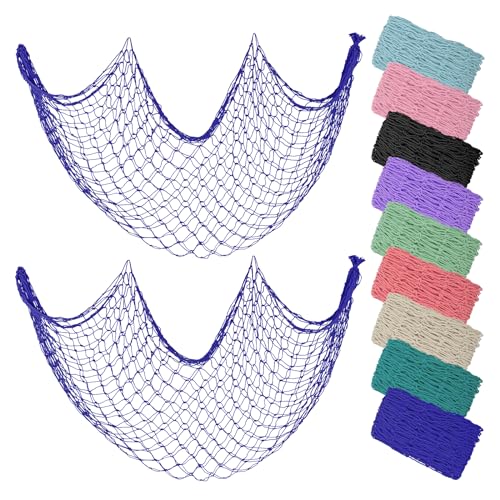 ZUEXT 80x40 Inch Decorative Fishing Net, Dark Blue, 2 Pack