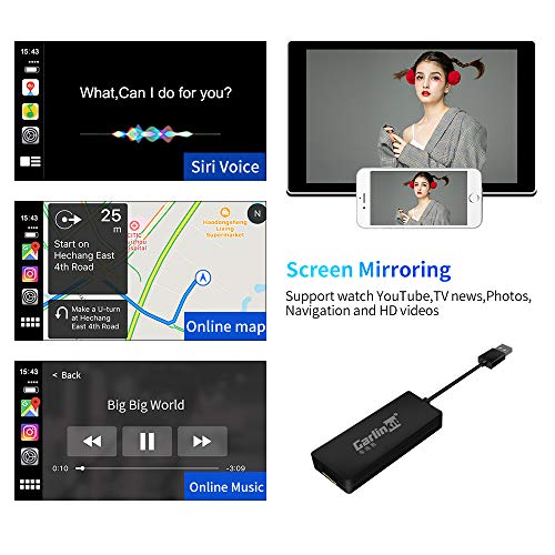 Image of Carlinkit Wired Carplay Dongle /Android Auto Receiver Only for Android Head Unit (Android Car Audio) Support iOS13 Split Screen, Plug and Play Mini USB Carplay Adapter Car Stereo, Black