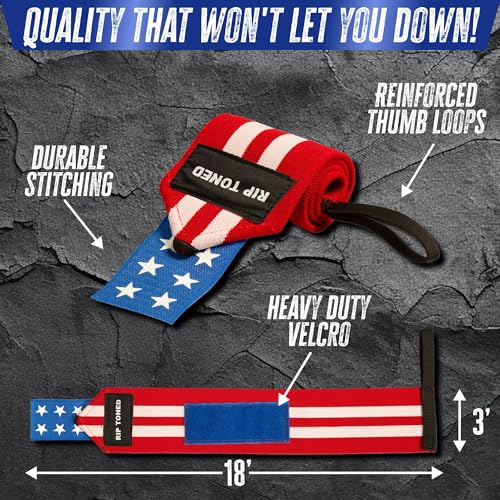 Rip Toned Wrist Wraps for Weightlifting (USPA Endorsed) 18” Premium Wrist Support for Powerlifting, Bodybuilding & Strength Training - Heavy Duty Gym Wrist Straps with Thumb Loop for Both Men & Women - Thumbnail 5