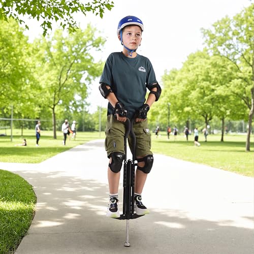 Relaxdays Pogo Stick für Kinder, Springstock bis 60 kg, gepolstert, Sprungstab Outdoor, rutschfest, Edelstahl, schwarz