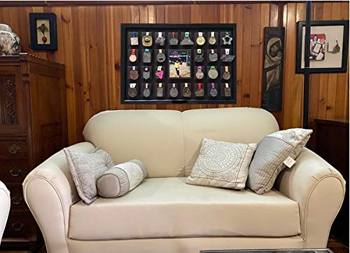 Image of Medal Display 32 Medals (Dark Brown), Marathon, Triathlon, Gymnastics, Soccer, Wrestling, Swimming, Track and Field, Martial Arts. Easy to Install, Beautifully Crafted.