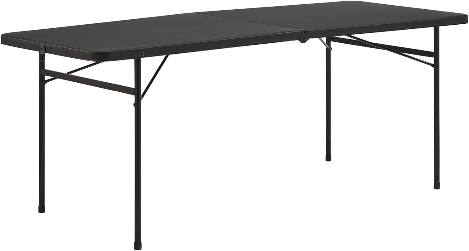 MIHAL 6 Foot BiFold Plastic Folding Table, Black Home & Kitchen