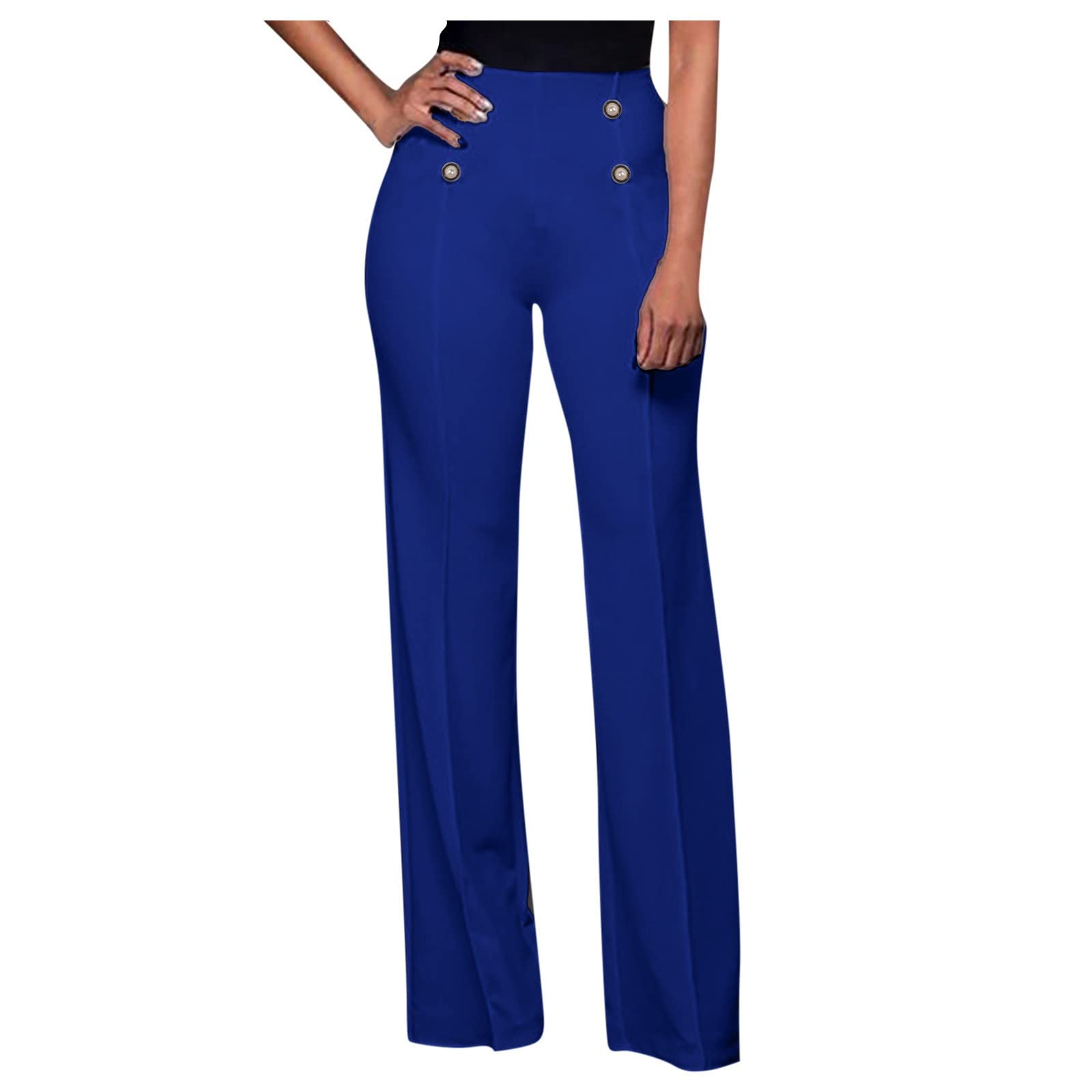 Pantalon bootcut couleur unie coupe droite extensible - 8