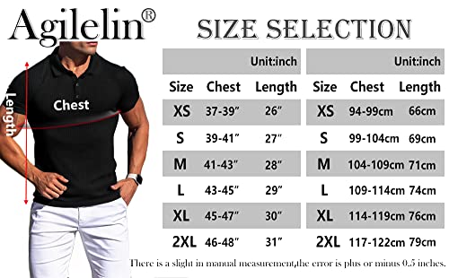 Agilelin Men's Muscle Slim Fit Polo Shirts Short Sleeve Stretch T-Shirts Casual Stylish Tee For Golf Workout(Black/M) #TOP5