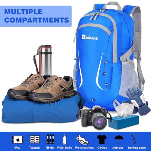 Image of ZOMAKE Lightweight Packable Backpack 35L, Foldable Backpacks Water Resistant Collapsible Light Daypack for Hiking(Dark Blue)
