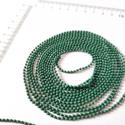 Image of GoSetGet! 12 mtr-Dark Green-1.5mm Metal Ball Chain for LIPPAN Art, Rangoli, Jewelry Making, Crafts, Decorative, Long Lasting Finish (12 Mtr DarkGreen)