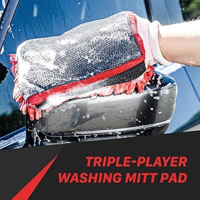 Maxshine Universal Red Chenille Professional Detailing Clay Mitt - Ideal Wash Mitts for Car, SUV, Trucks, Boats, RV Washing - High Efficiency Detailing Wash Mitt - Auto Detailing Accessories