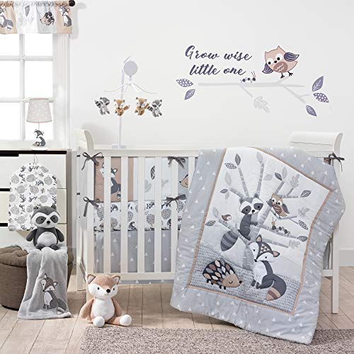 Image of Bedtime Originals Little Rascals Forest Animals 3 Piece Crib Bedding Set, Gray/White
