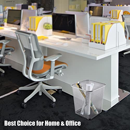 Image of 10-Pack Silver Square Metal Trash Cans, 6 Gallon Capacity, Mesh Design, Non-Slip Base, Smooth Edges, Suitable for Office, Home, School