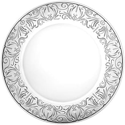 Glass Charger - Plate - Crystal - Set of 2 - Beautiful Designed Border - 12.5" Diameter - Made in Europe - By Barski
