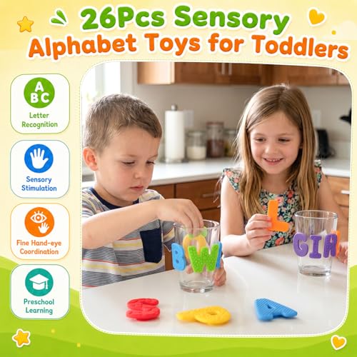 Sensory Toys: 26 Uppercase Letter Textured Fidget Toys with Suction Cup - image 4