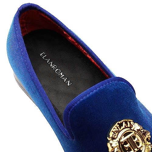 Image of ELANROMAN Men's Velvet Loafers Dress Fashion Wedding Party Prom Shoes