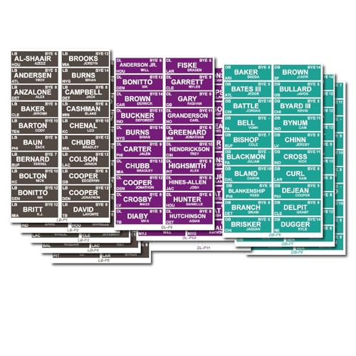 Bambluby Fantasy Football Draft Board Stickers 2025-2026 with 596 Players