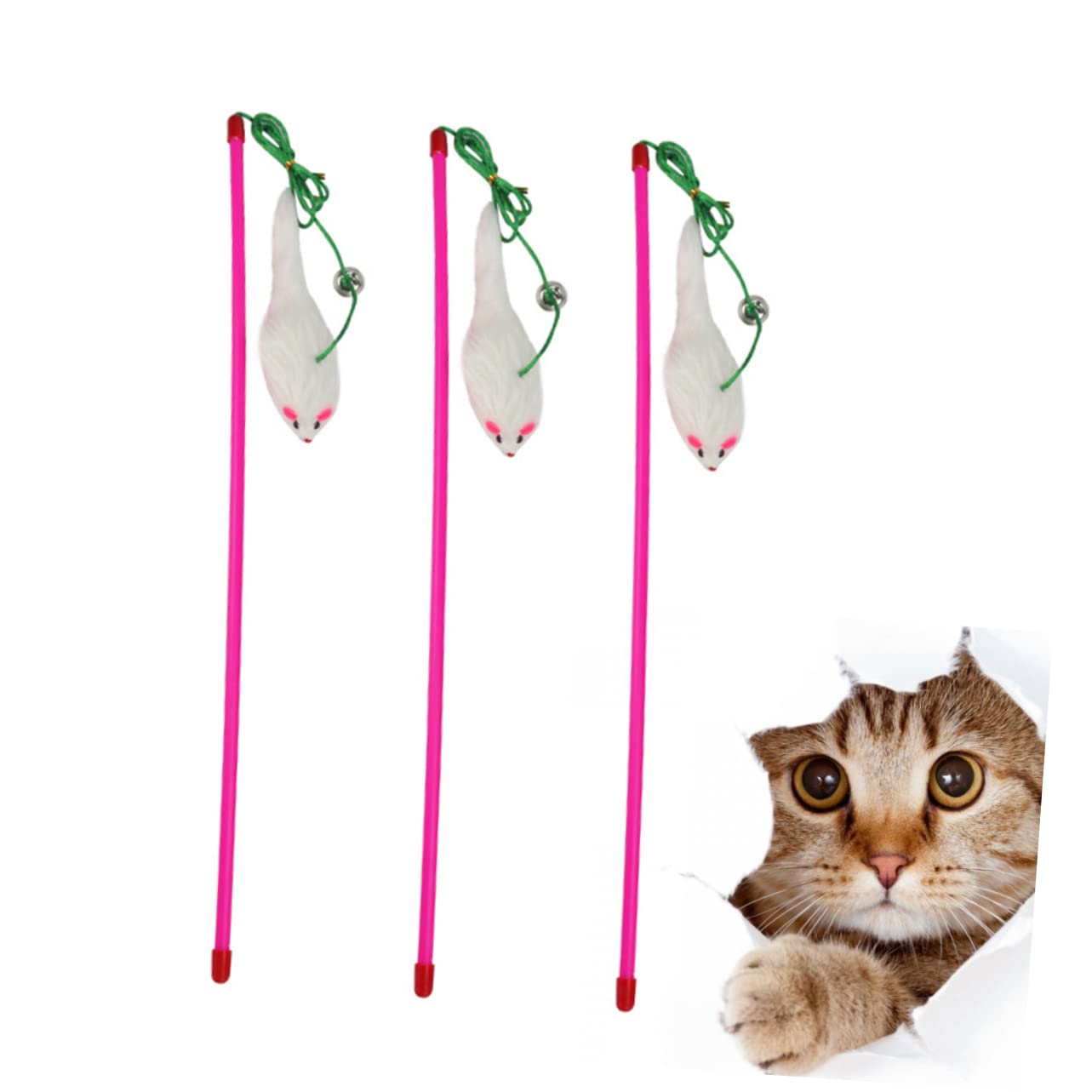 Yardwe 3sets Interaktive Plüsch Katze Spielzeug Kätzchen Teaser Stick Spielzeug Präsentieren 5 Stücke * 3