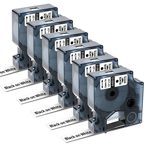 Ruban d'étiquettes D1 12mm Oozmas compatible A45013 S0720530 noir sur blanc pour LabelManager