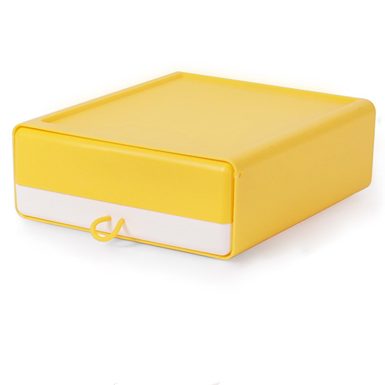 Stackable Desk Organizer with Drawer, Plastic Desktop Organizer for Office, Classroom, Make Up, Storage Box for Desk Accessories & Letter-Size Paper (YELLOW)
