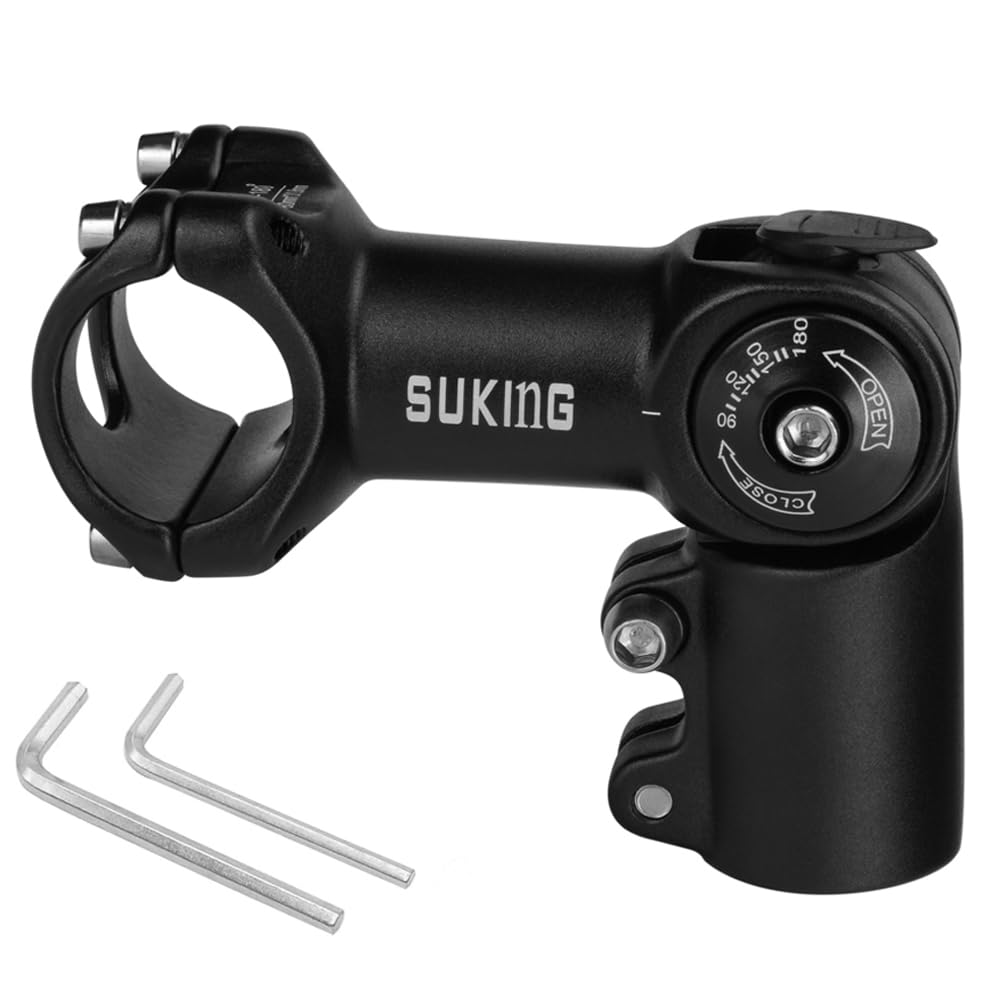 CYSKY Potence de guidon de vélo de montagne réglable de 0 à 90 degrés de 80 mm pour VTT, vélo de route, BMX, vélo de ville