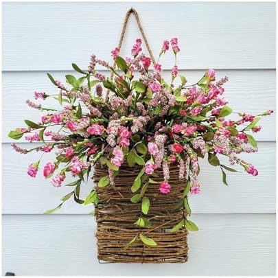 Cream Hydrangea Door Hanger Basket Wreath, 2025Newest Wildflowers...
