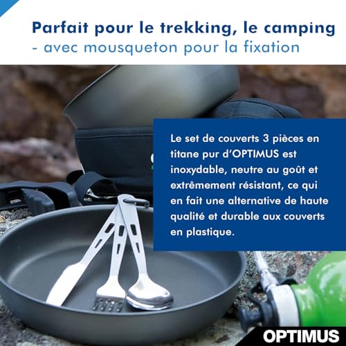Couverts de table Optimus Titanium 3 pièces légers pour pique-nique