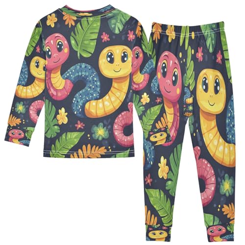 Pajama Sets Long Sleeve Cartoon Cute Snake Pattern Soft Comfy Sleepwear 2 Piece PJS 3-8T3