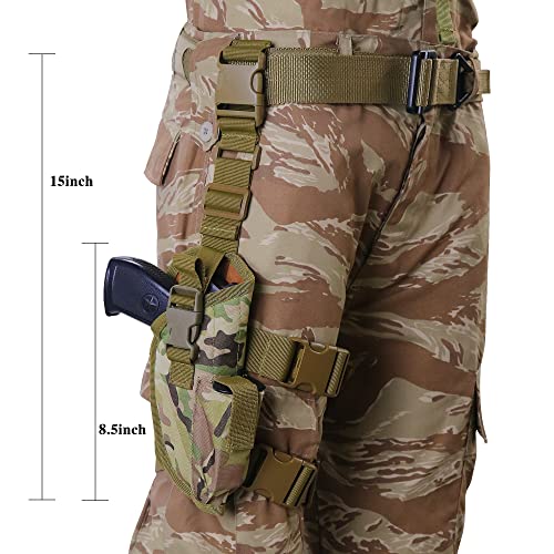 Obemisk Tactical Drop Leg Holster, Thigh Pistol Gun Right Hand Adjustable Holster For Pistol- Handed Airsoft With Magazine Poucholster #TOP3