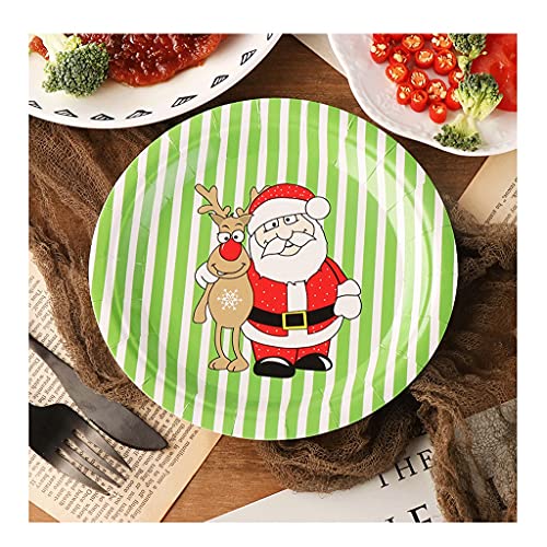 WQWY Vaisselle Pieces Papier Papier Vaisselle Ensemble Papiers de Noël Plaques de Noël Coupes Vaisselle Fournitures for Mariages Nouvel an Eve Services de Table (Specification : 4#Paper Tray-7 inch) Cover