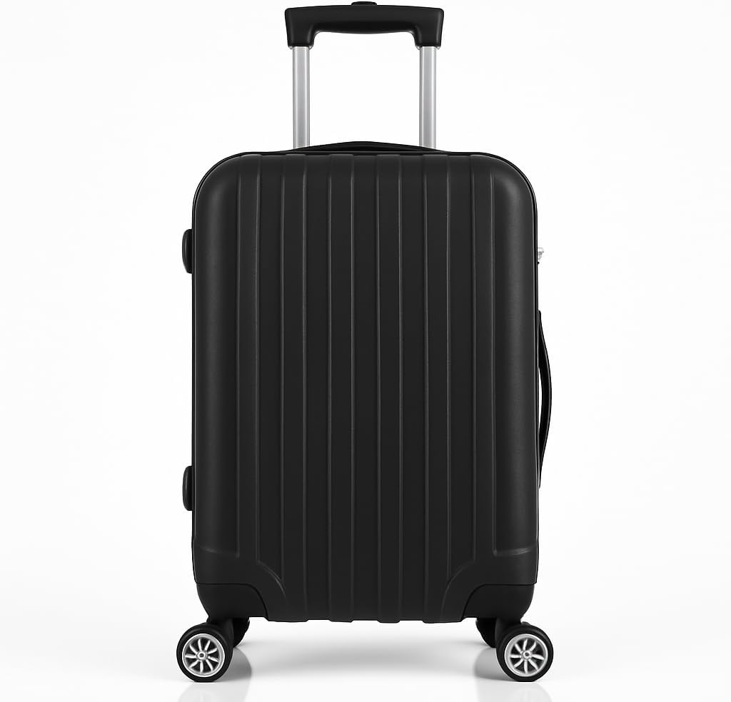 Mala De Bordo 10Kg Pequena ABS Rodas 360 Graus Com Cadeado Ideal Para Bagagem De Mão Rígida Leve E Resistente (PRETO)
