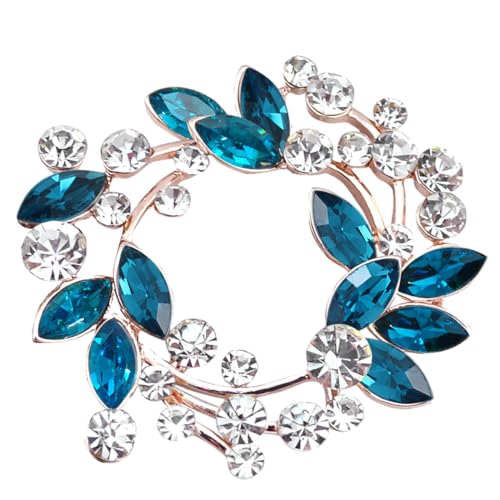 Image of Gyn&Joy Clear Crystal Rhinestone Floral Wreath Pin Brooch BZ005