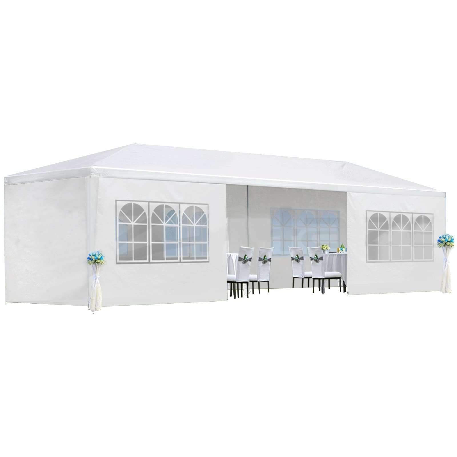 Photo 1 of ***MISSING HARDWARE*** 10X30 FT Pop Up Canopy Tent, Outdoor Event Gazebo with 8 Removable Sidewalls, Wind-Resistant Frame & Easy Setup for Receptions, Party, Wedding, Corporate Events, White