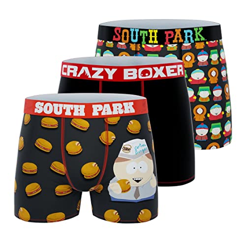 CRAZYBOXER Men's Underwear South Park Stretch Non-slip waistband Boxer Brief Comfortable (3 PACK)