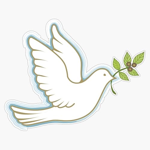 Vision Signs Adhesivo de vinilo blanco de la paloma de Cristo de 5 pulgadas, VISION-XMAS-STICKERS-1764