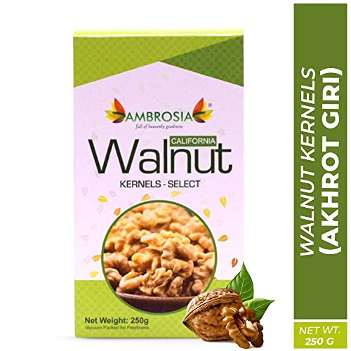 Image of Ambrosia California Walnut Kernels (Akhrot Giri) 250g | Extra Light Halves | Premium Shelled Walnuts | Healthy Dry Fruits | Rich in Omega-3